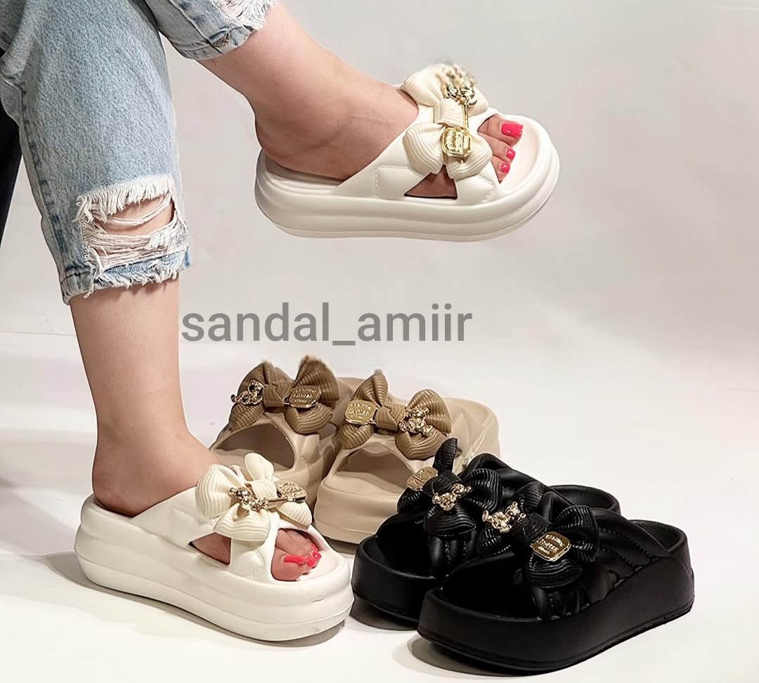 دمپایی زنانه آیسان  لژدار پاپیونی برند پاپا