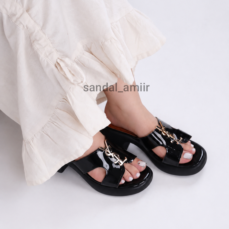 صندل زنانه پاشنه دار ورنی طبی